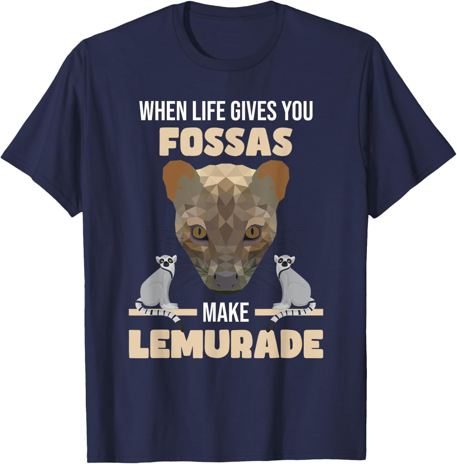 Fossa Hunting Lemurs | Carnivore Fossa Graphic | Madagascar T-Shirt - T-Shirt | Navy