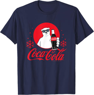 Coca-Cola - Polar Bear Circle with Snowflakes T-Shirt - T-Shirt | Navy