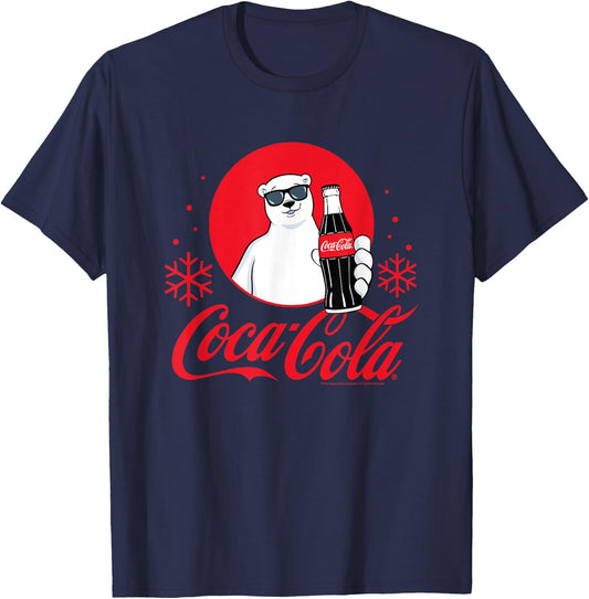 Coca-Cola - Polar Bear Circle with Snowflakes T-Shirt - T-Shirt | Navy