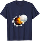 Golf Ball Flame Fire Breaking Background T-Shirt - T-Shirt | Navy