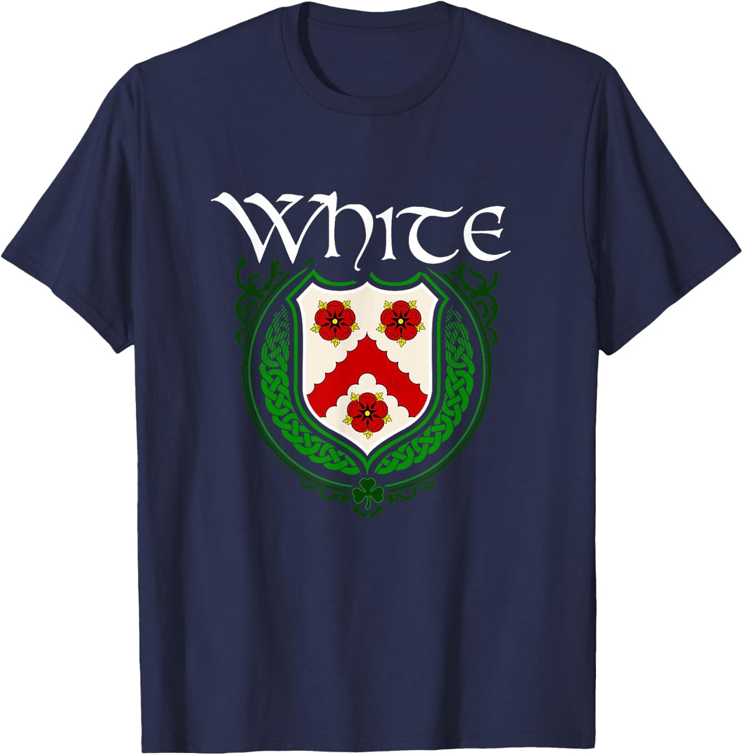 White Surname Irish Clan Tartan Badge Ireland T-Shirt - T-Shirt | Navy