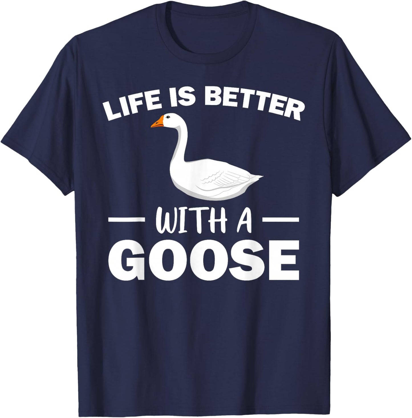 Cute Goose Design Women Toddler Grey White Goose Fan T-Shirt - T-Shirt | Navy