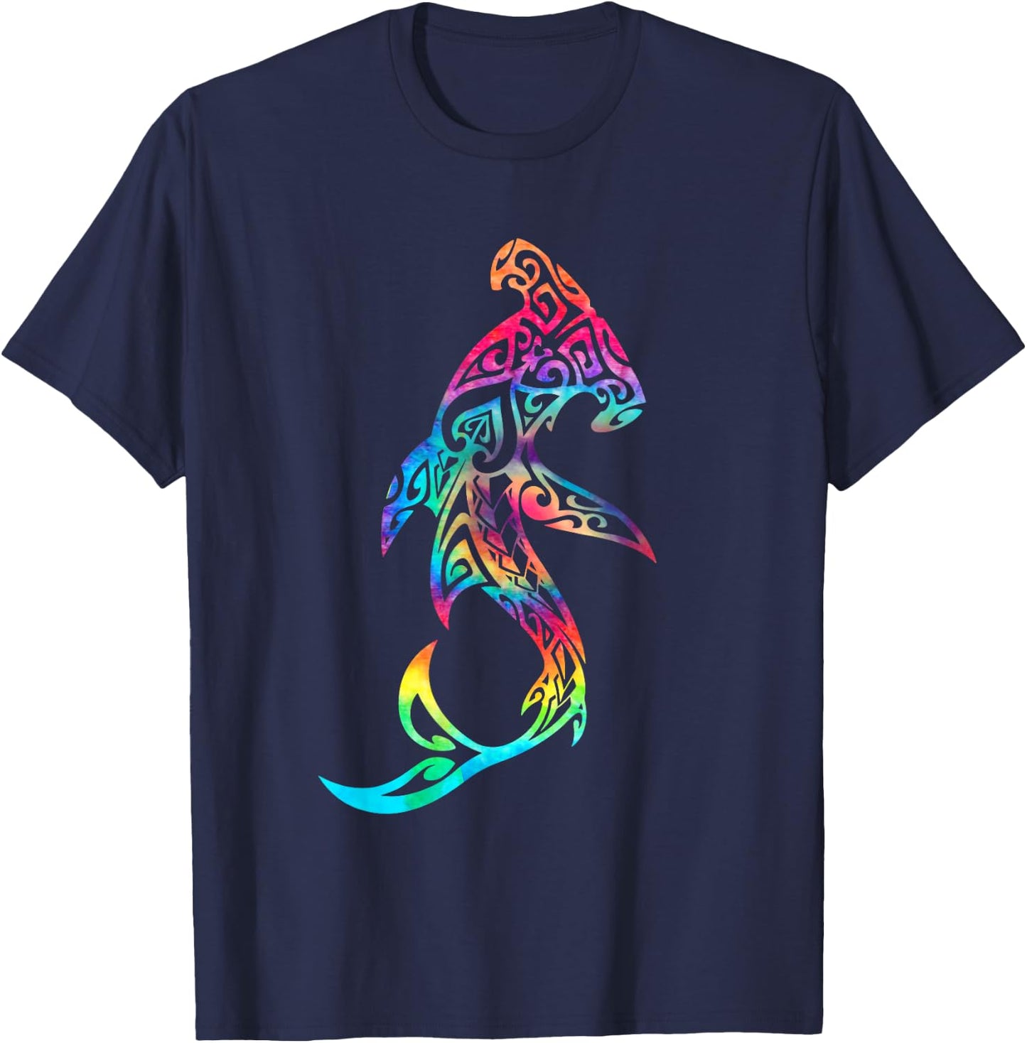 Hawaii Polynesian Tribal Hammerhead Shark Aloha Ocean T-Shirt - T-Shirt | Navy