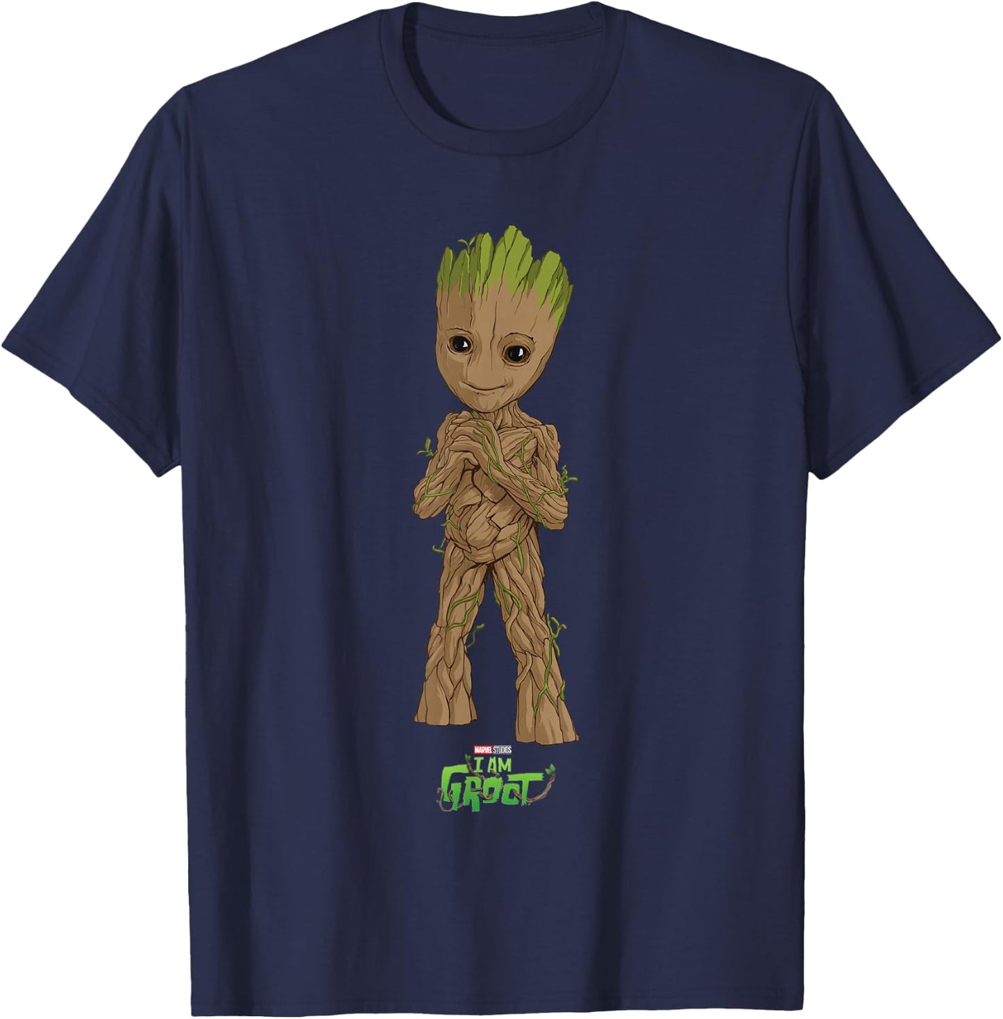 Marvel I Am Groot Super Cute Seedling Superhero Poster T-Shirt - T-Shirt | Navy