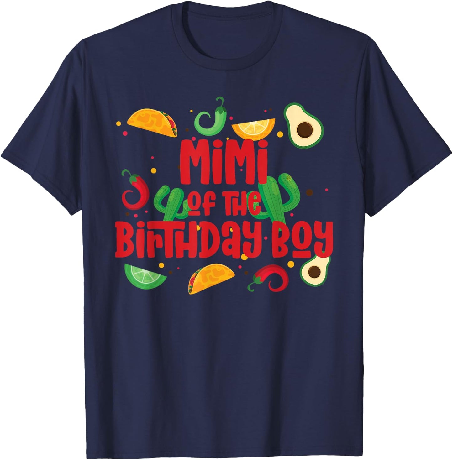 Mimi Taco Twosday Fiesta Taco Birthday Theme Boy 2yr T-Shirt - T-Shirt | Navy