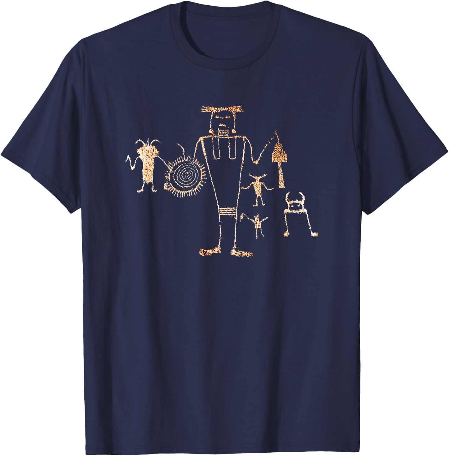Shaman, Spiral Petroglyph. T-Shirt - T-Shirt | Navy