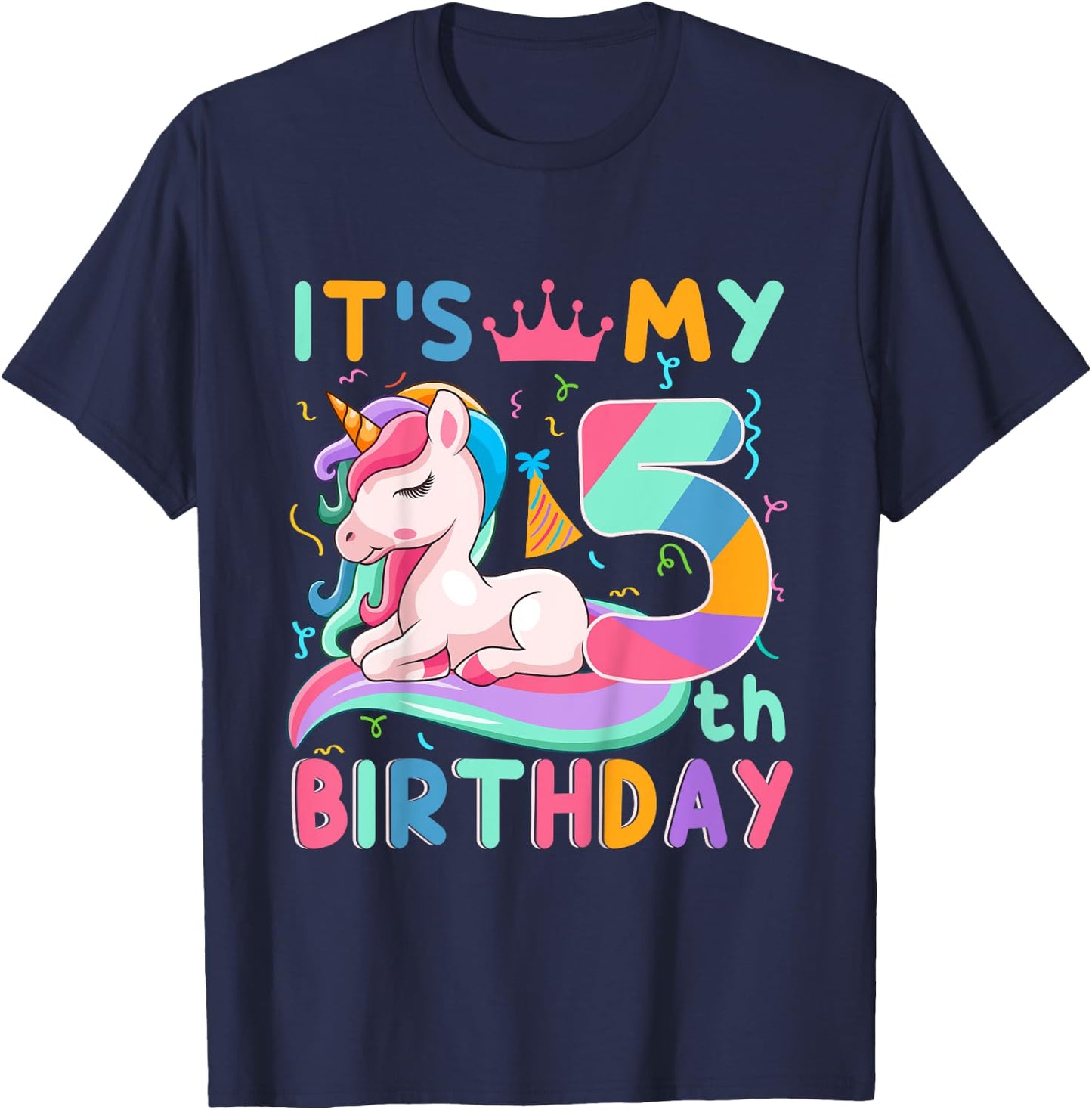 Kids It's My 5th Birthday Unicorn Lover Kid 5 Years Old Birthday T-Shirt - T-Shirt | Navy