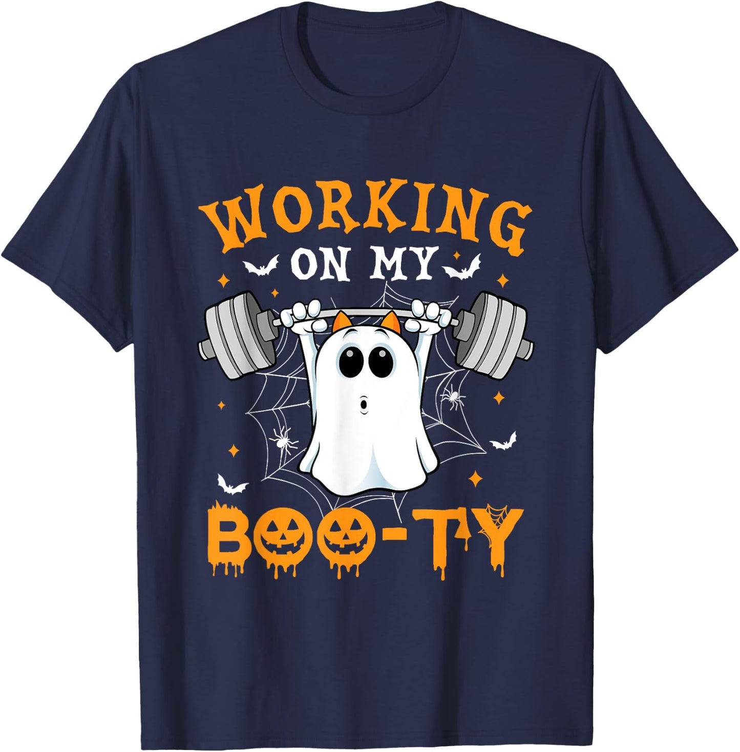 Funny Halloween Working On My Booty Workout Gym T-Shirt - T-Shirt | Navy