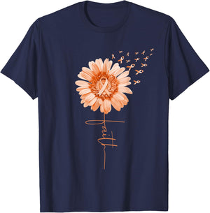 Multiple Sclerosis Faith MS Awareness Sunflower Ribbon Girl T-Shirt - T-Shirt | Navy