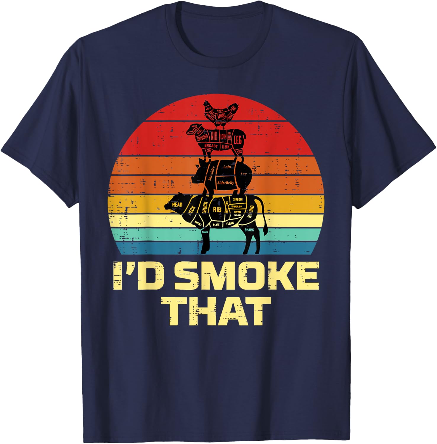 Id Grill That Retro Bbq Barbecue Grill Meat Lover Men Women T-Shirt - T-Shirt | Navy