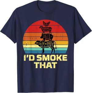 Id Grill That Retro Bbq Barbecue Grill Meat Lover Men Women T-Shirt - T-Shirt | Navy
