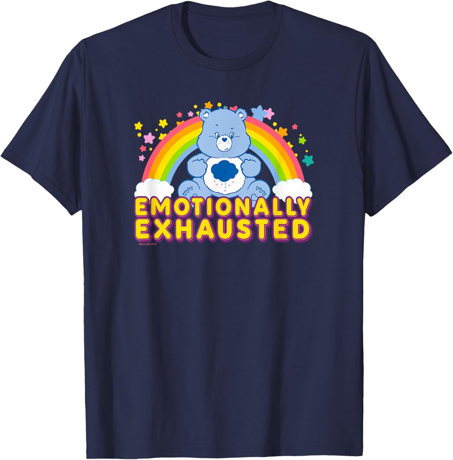 Care Bears Emotionally Exhausted Rainbow Grumpy Bear Icon T-Shirt - T-Shirt | Navy