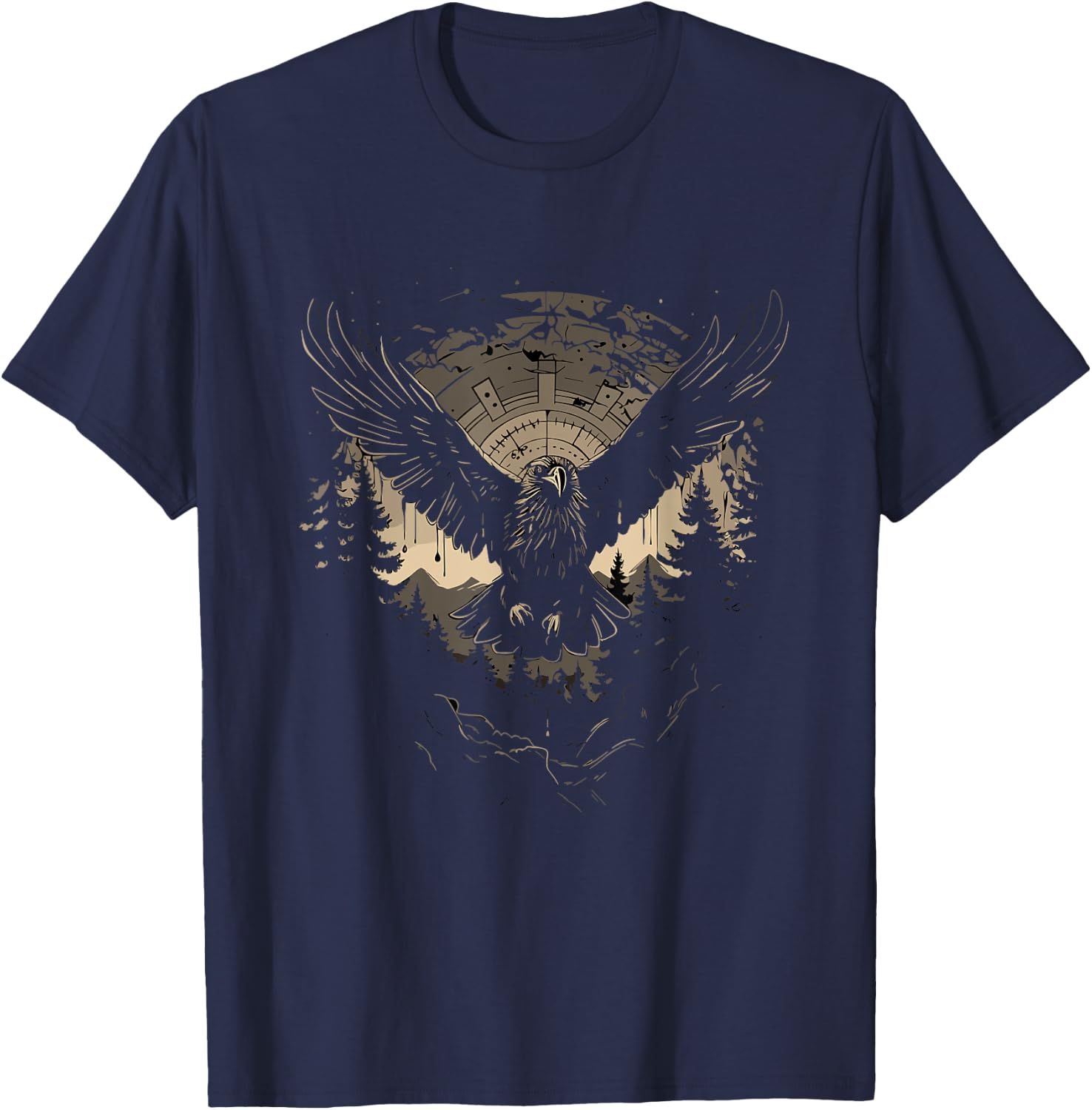 Crow Raven Norse Mythology Viking Vikings lover T-Shirt - T-Shirt | Navy