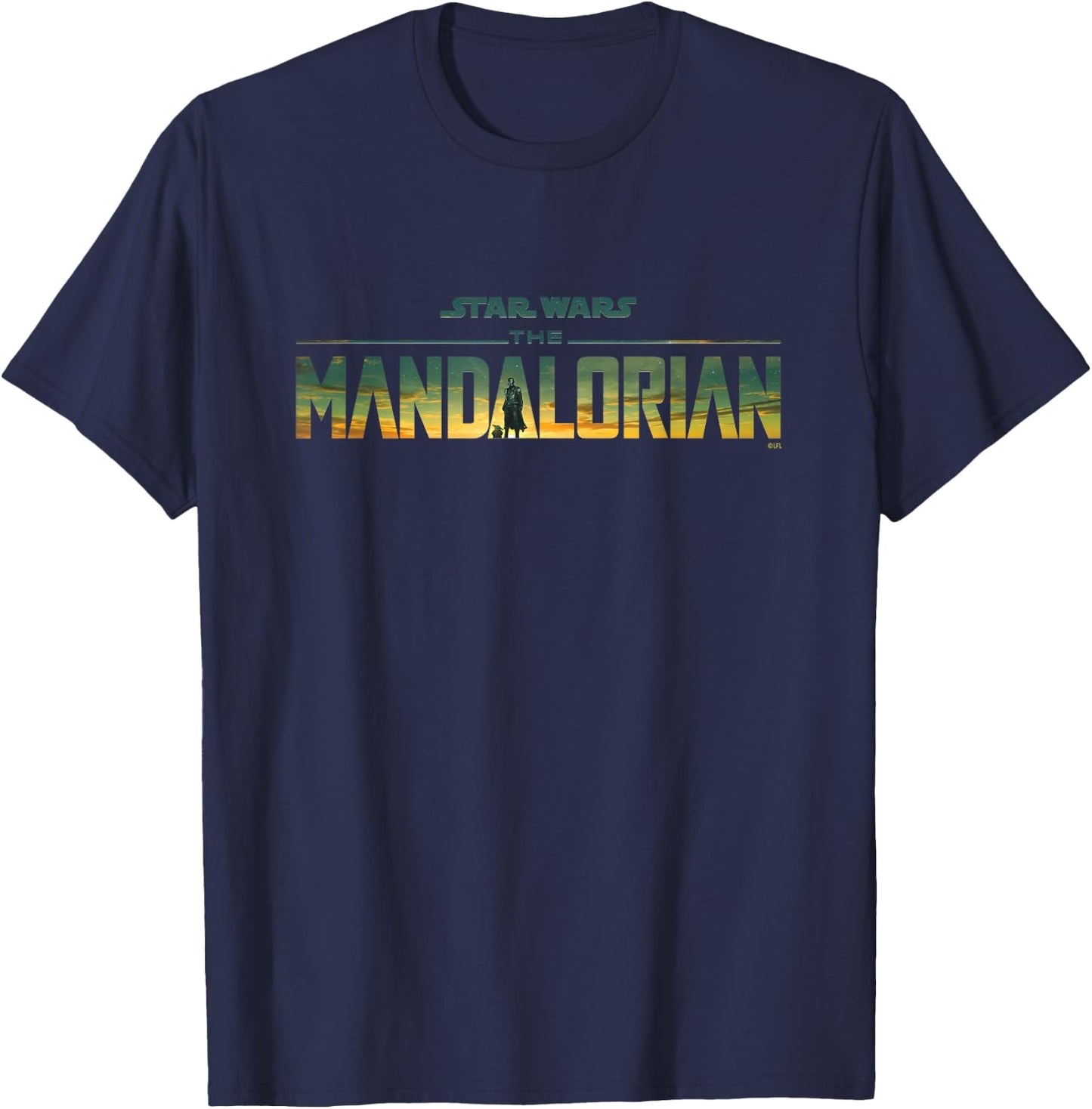 Star Wars The Mandalorian Season 3 Logo Grogu Disney+ T-Shirt - T-Shirt | Navy