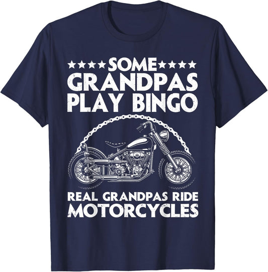 Funny Motorcycle For Grandpa Dad Motorcycle Lovers Riders T-Shirt - T-Shirt | Navy