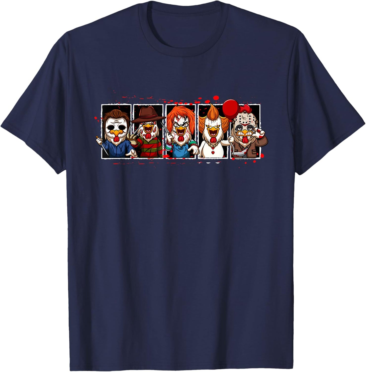 My Little Horror Crew - Halloween Horror Movies Chicken T-Shirt - T-Shirt | Navy