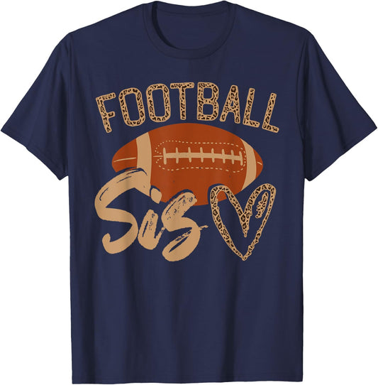 Football Sister Leopard Family Matching Outfit T-Shirt - T-Shirt | Navy