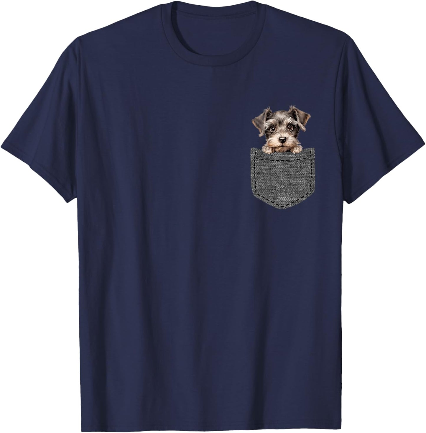 Dog in Pocket Miniature Schnauzer T-Shirt - T-Shirt | Navy