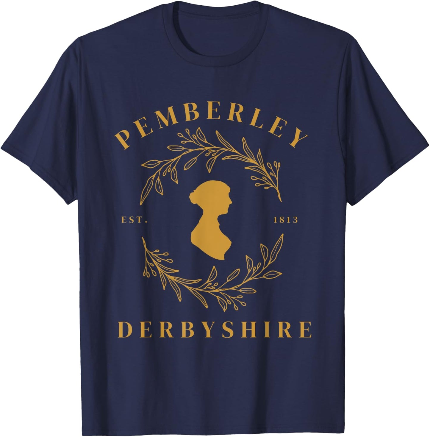 Pemberley Derbyshire 1813 Pride and Prejudice Jane Austen T-Shirt - T-Shirt | Navy
