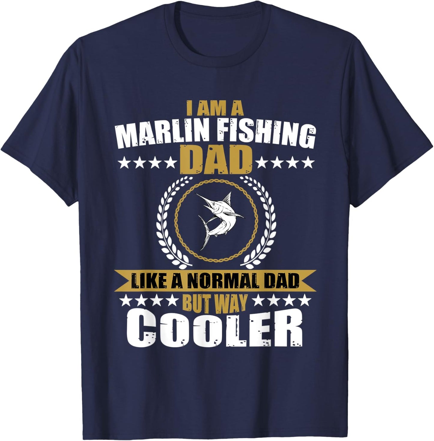Great Marlin Fishing Dad Design T-Shirt - T-Shirt | Navy