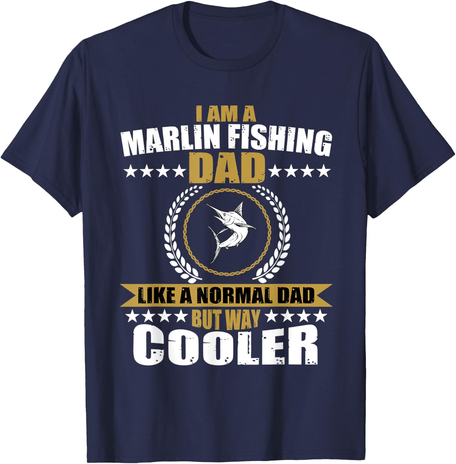 Great Marlin Fishing Dad Design T-Shirt - T-Shirt | Navy