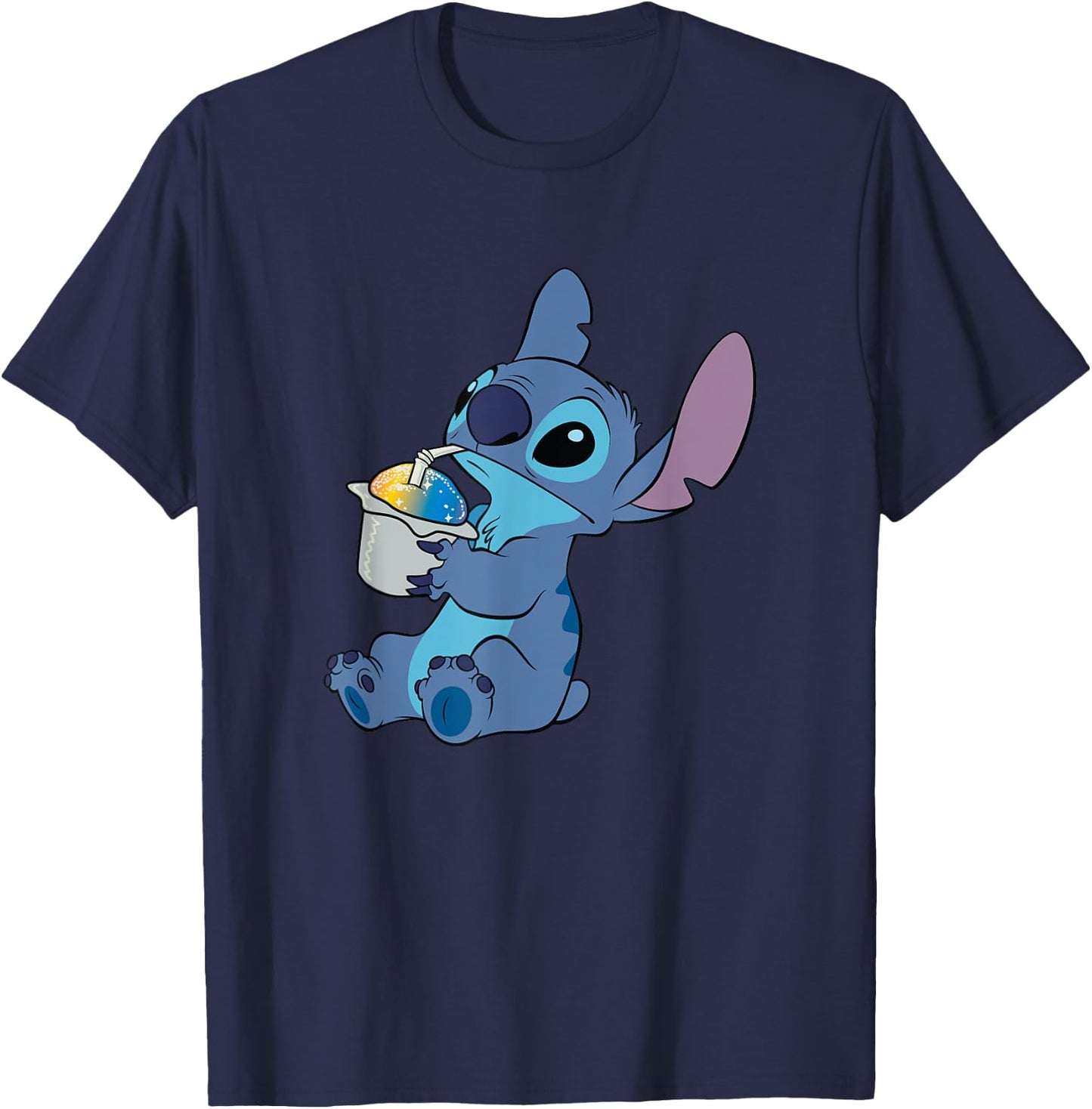 Disney Lilo & Stitch Cute Stitch Sparkling Ice Cream Poster T-Shirt - T-Shirt | Navy
