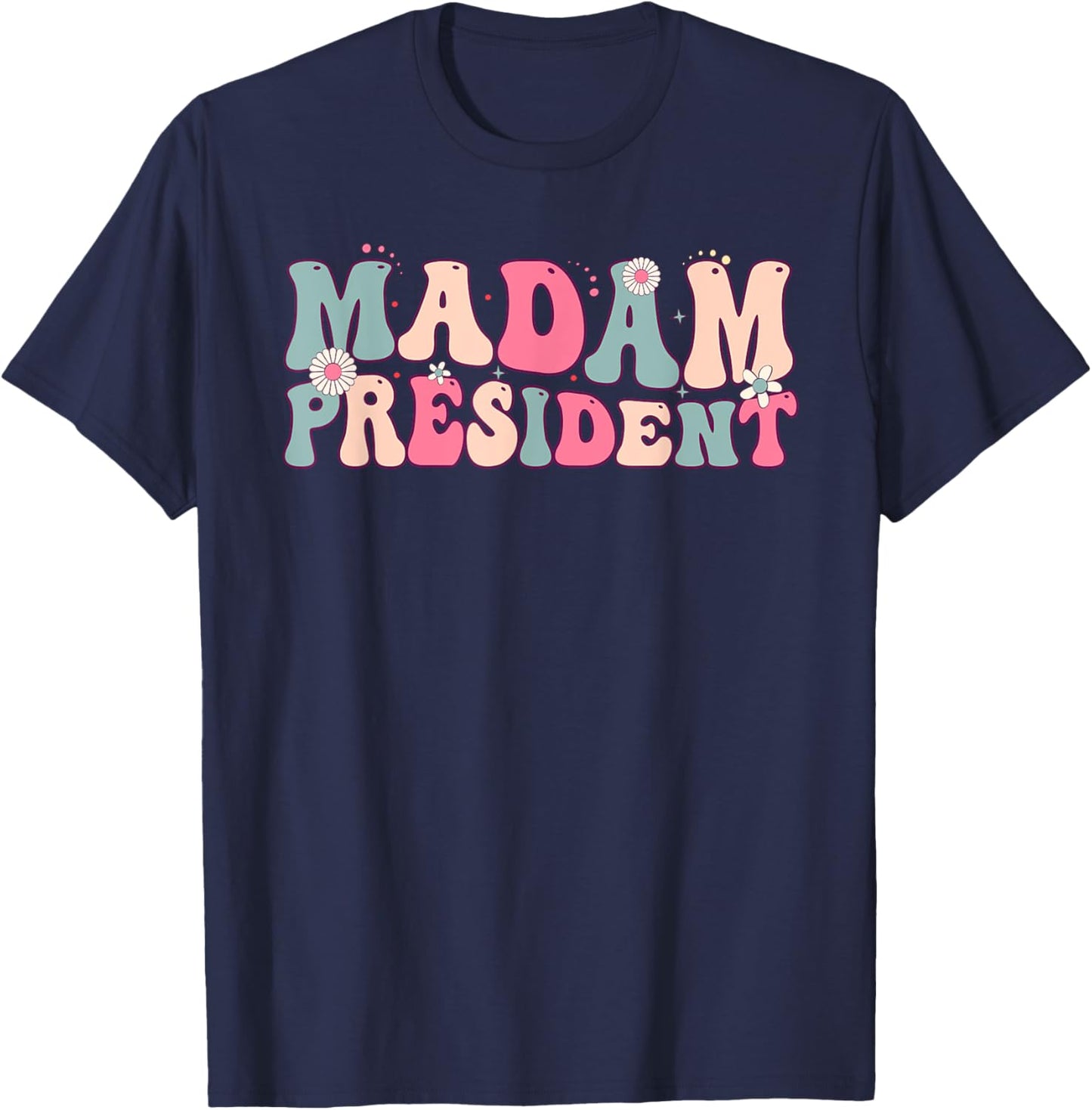 Madam President Girls Feminine Script Groovy T-Shirt - T-Shirt | Navy