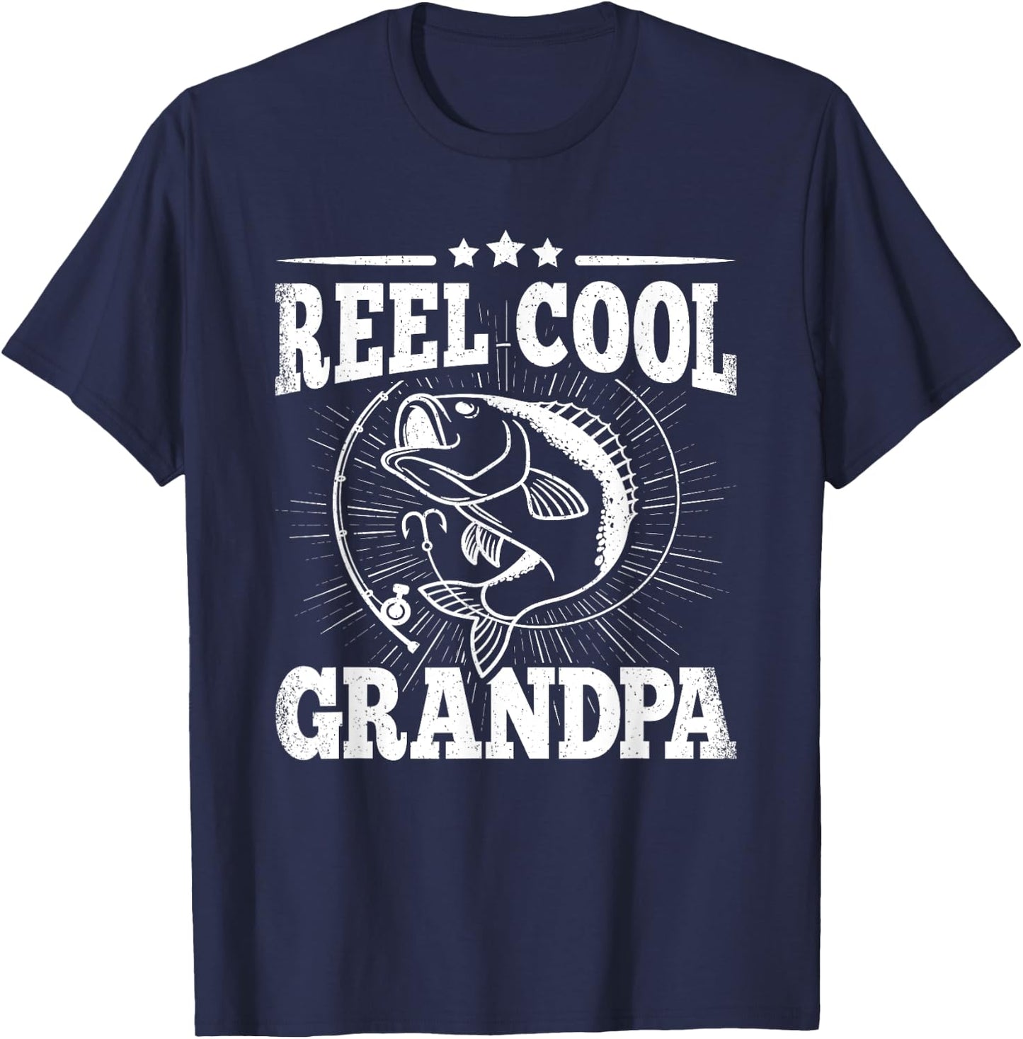 Funny Fishing Vintage Reel Cool Grandpa Grandfather Men T-Shirt - T-Shirt | Navy