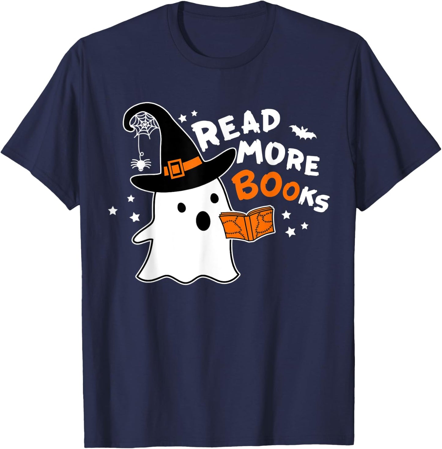 Read More Booooooks Bookish Spooky Teacher Retro Halloween Women Kids T-Shirt - T-Shirt | Navy