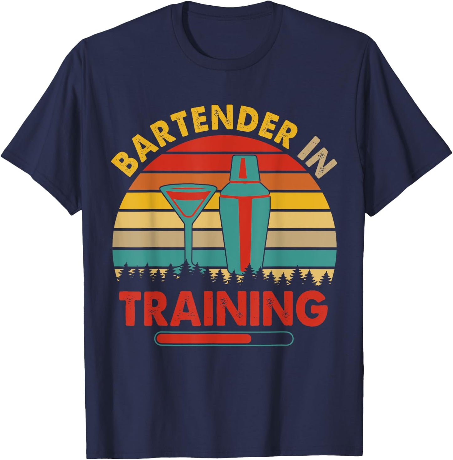 Vintage Retro Bartender In Training Costume Proud Future Job T-Shirt - T-Shirt | Navy