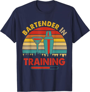 Vintage Retro Bartender In Training Costume Proud Future Job T-Shirt - T-Shirt | Navy