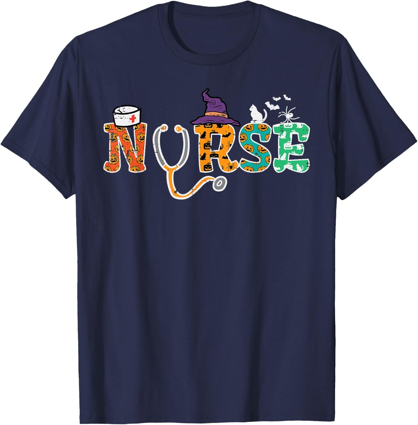 Nurse Halloween Costume RN ICU ER OB Fall Scrub Top Women T-Shirt - T-Shirt | Navy