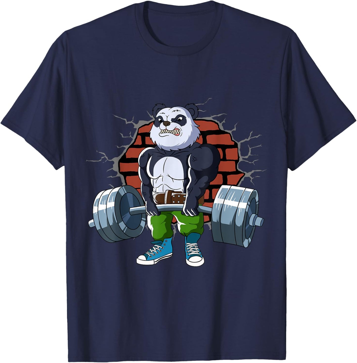 Bodybuilding and weightlifting designs Fitness Panda gains doing Deadlift Workout Training Gym T-Shirt - T-Shirt | Navy