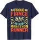 Proud Fiance of a marathon runner gifts retro vintage T-Shirt - T-Shirt | Navy
