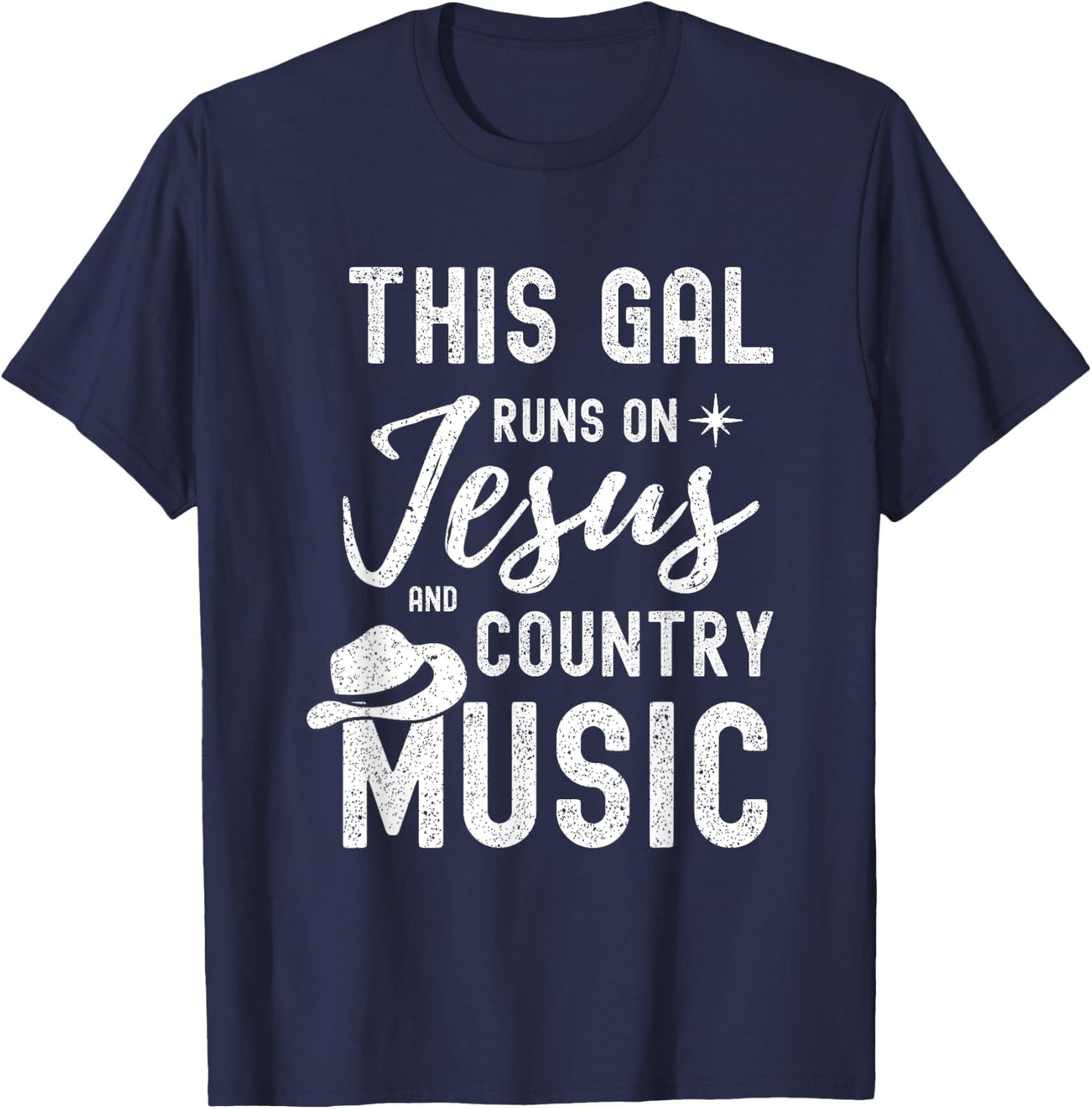 This Gal Runs On Jesus And Country Music Lover Western Women T-Shirt - T-Shirt | Navy
