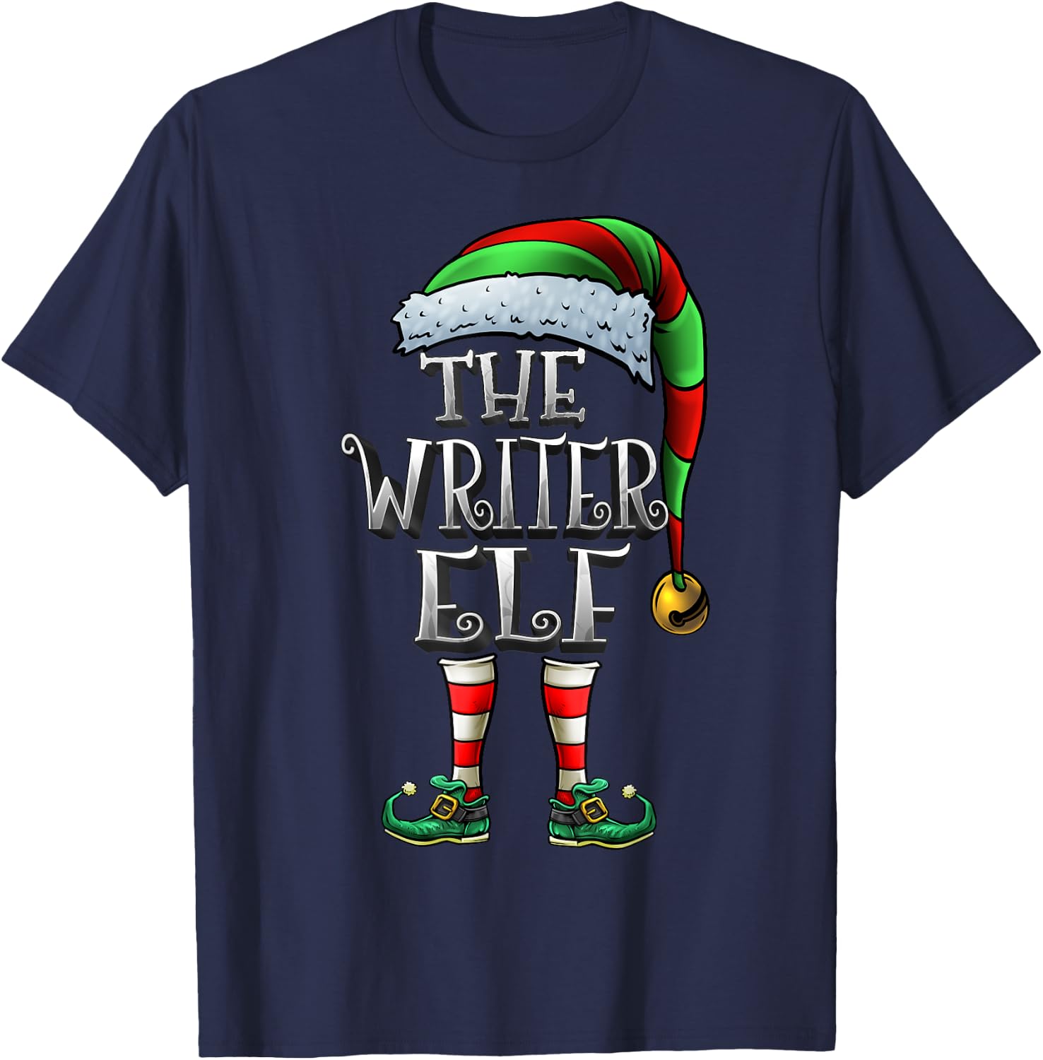 The Writer Elf Shirt Matching Family Writer Christmas Elf T-Shirt - T-Shirt | Navy