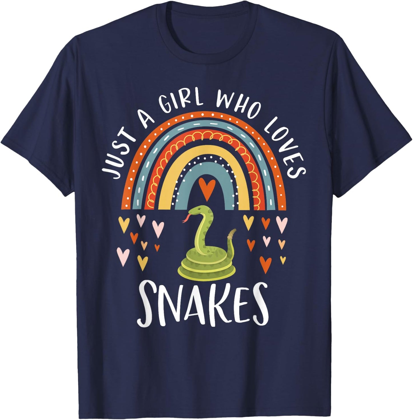 Just A Girl Who Loves Snakes Rainbow Gifts for Snake Lover T-Shirt - T-Shirt | Navy