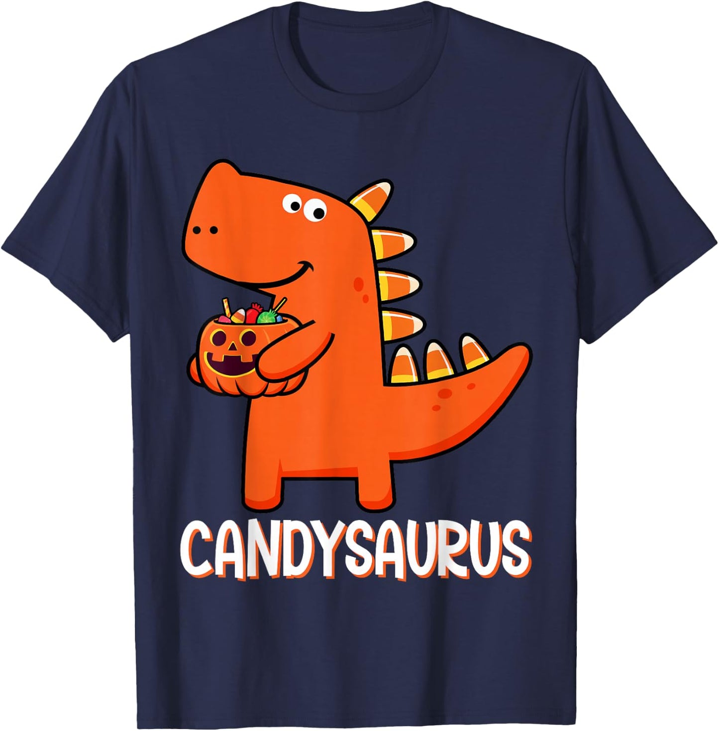 T-Rex Candysaurus Candy Corn Dinosaur Halloween Toddler Kid T-Shirt - T-Shirt | Navy