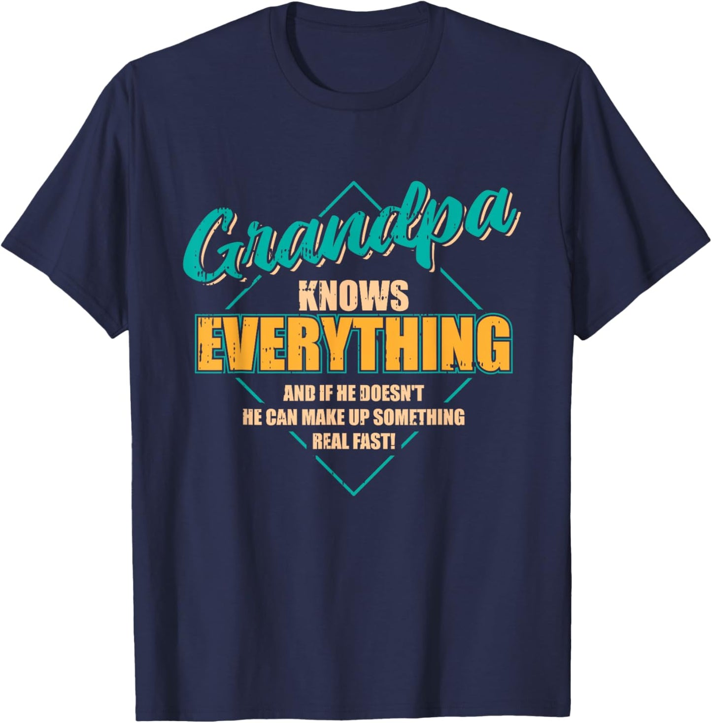 Grandpa Knows Everything Fathers Day Funny Retro Grandad Men T-Shirt - T-Shirt | Navy