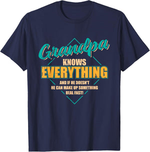 Grandpa Knows Everything Fathers Day Funny Retro Grandad Men T-Shirt - T-Shirt | Navy