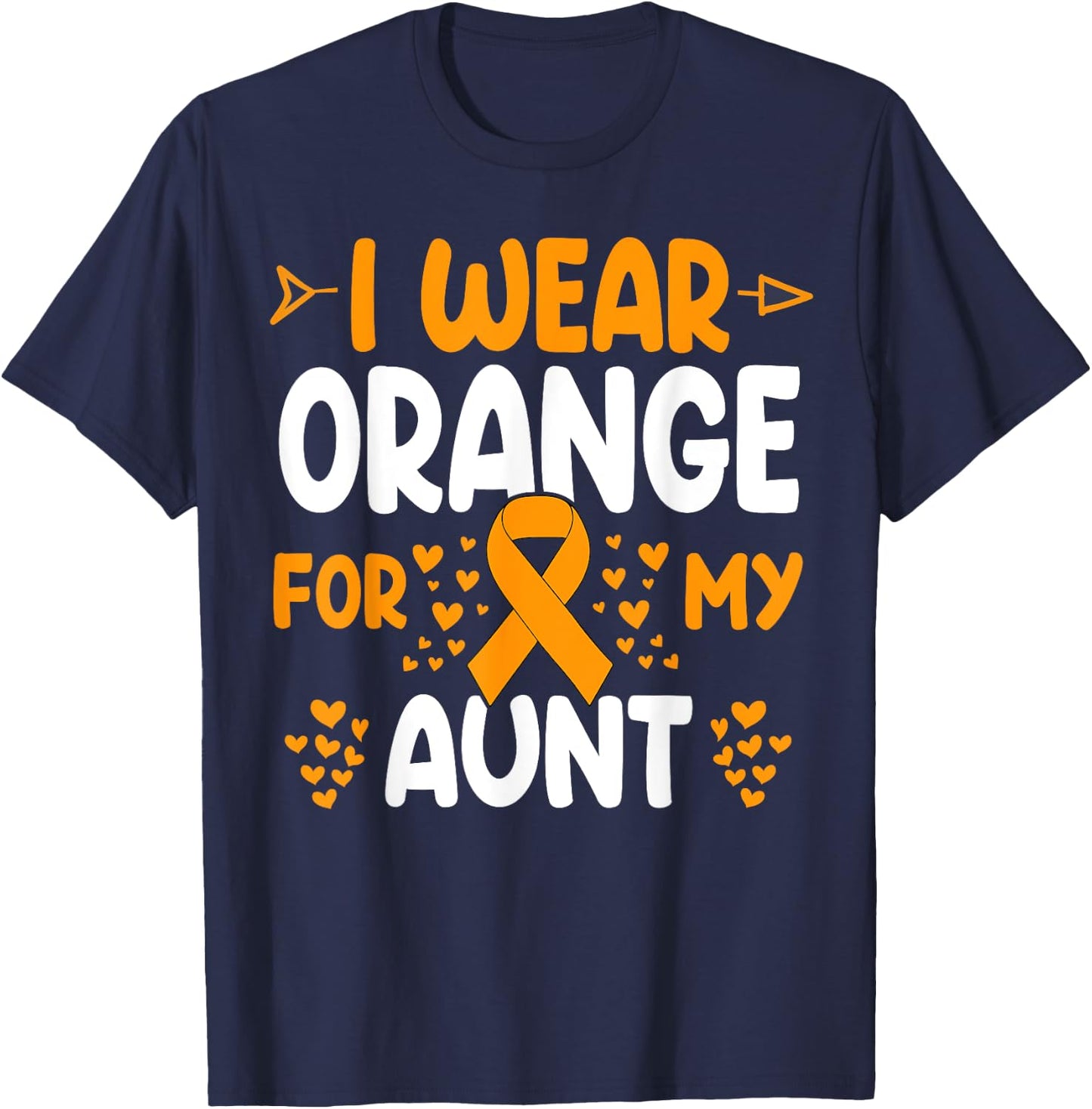 I wear Orange for my Aunt Shirts Kidney Cancer T-Shirt - T-Shirt | Navy