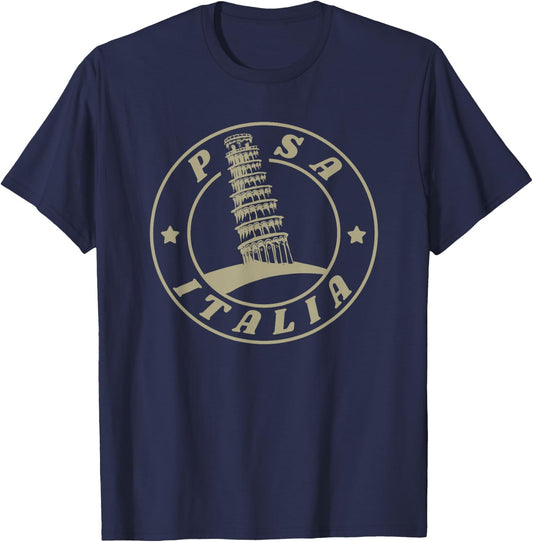 Leaning Tower of Pisa / Italy / Holiday T-Shirt - T-Shirt | Navy