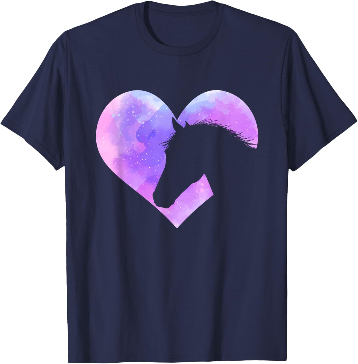 Horse Head Heart Shaped Design - Horseman Horseback Rider T-Shirt - T-Shirt | Navy