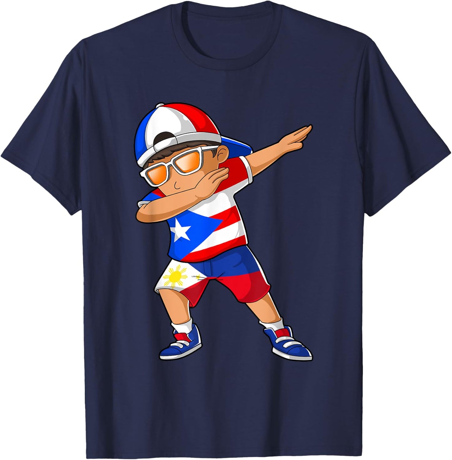 Half Puerto Rican Half Filipino Boy Puerto Rico Flag T-Shirt - T-Shirt | Navy