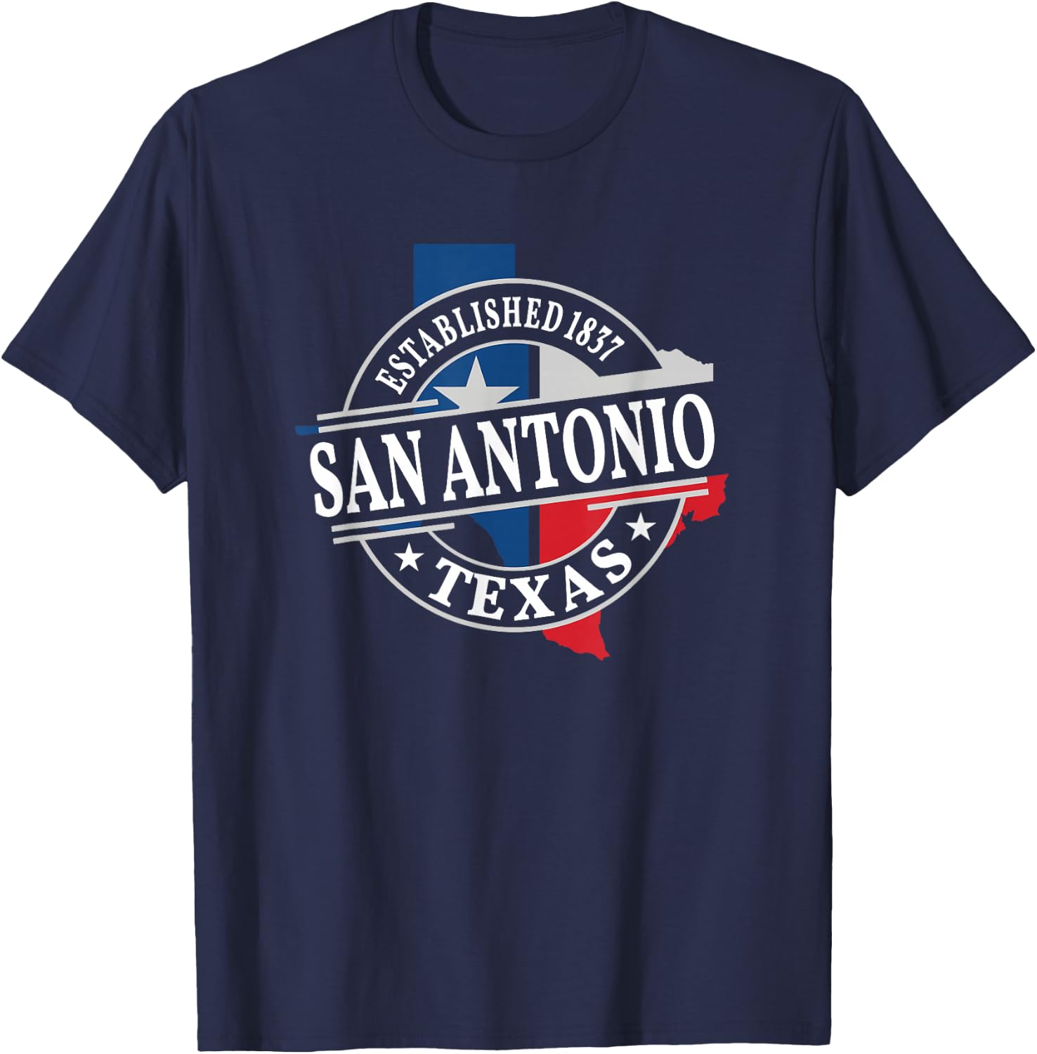 San Antonio Texas Black Heart Women's -Adults Small Short Sleeve Classic Fit Cotton T-Shirt - T-Shirt | Navy