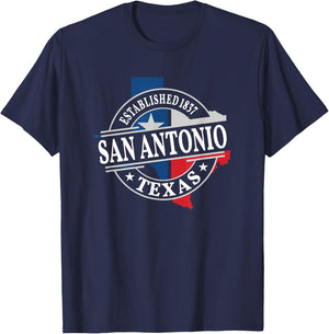 San Antonio Texas Black Heart Women's -Adults Small Short Sleeve Classic Fit Cotton T-Shirt - T-Shirt | Navy