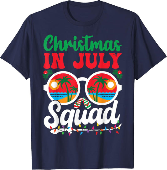 Christmas In July Squad Shirt Family Beach Vacation Summer Men Women Kids T-Shirt - T-Shirt | Navy