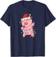 Dabbing Pig Santa Hat Christmas Tree Lights Funny Xmas T-Shirt - T-Shirt | Navy