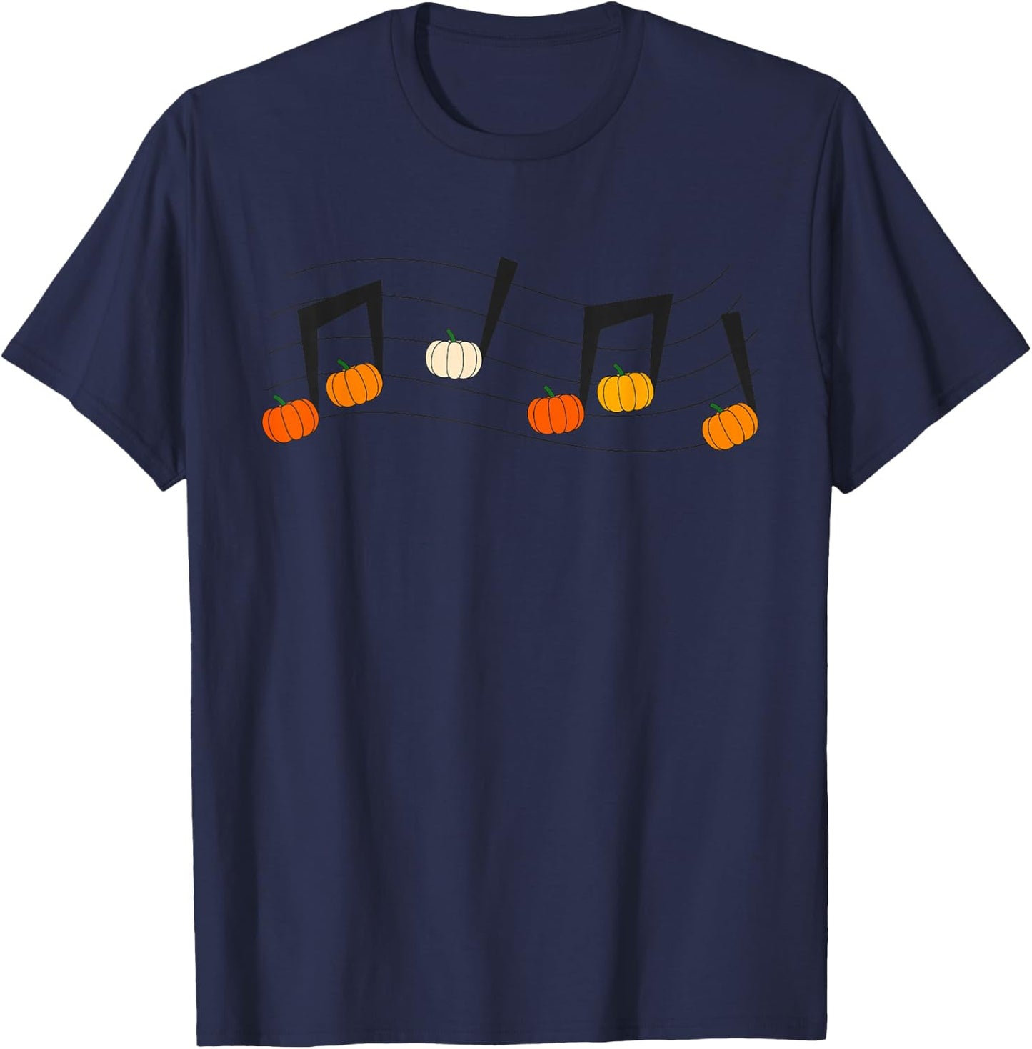 Music Note Pumpkin Fall Music Teacher Halloween Costume T-Shirt - T-Shirt | Navy