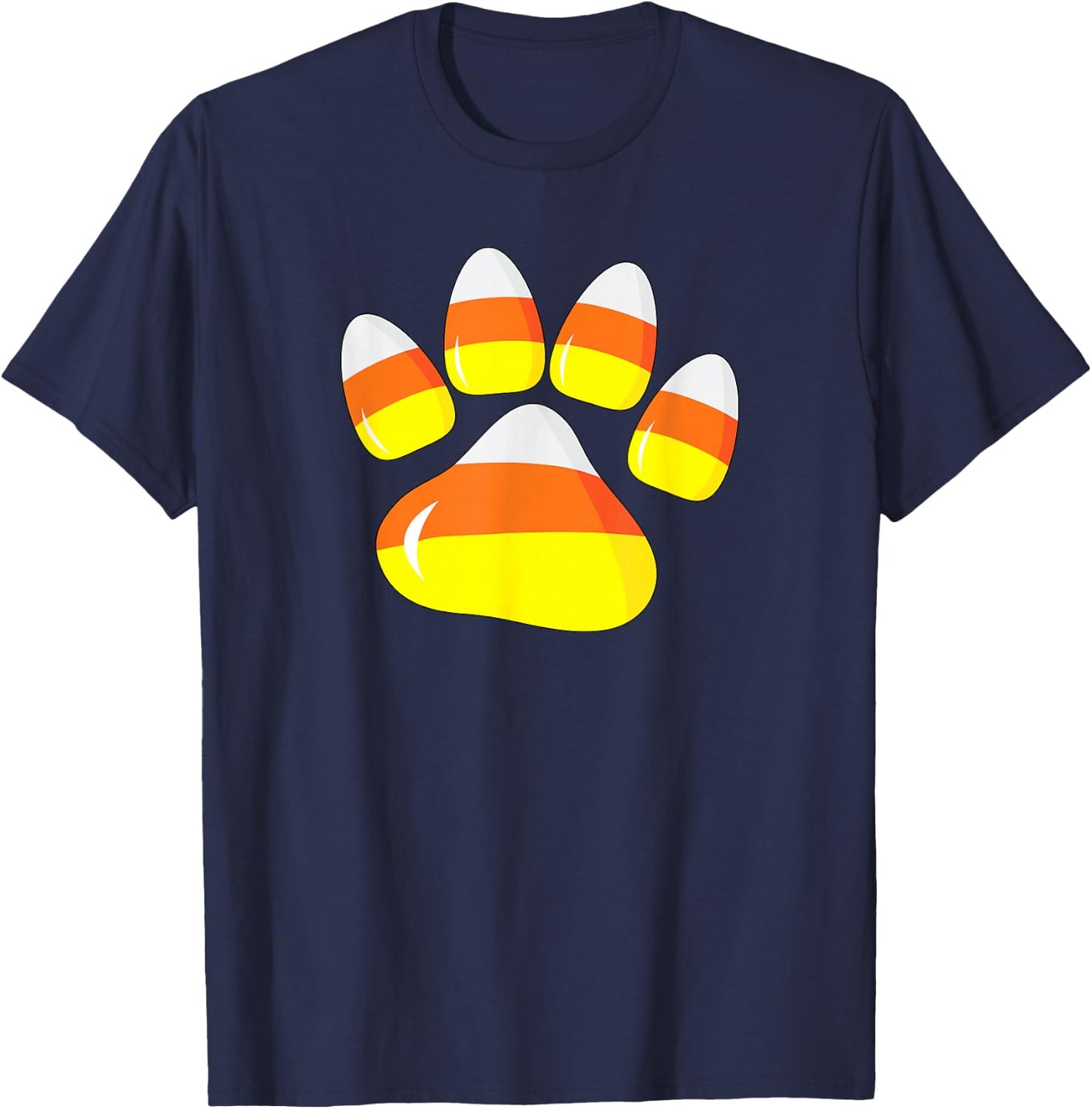 Halloween Costume Candy Corn Paw Dog Funny Pet For Dog Owner Women Kids T-Shirt - T-Shirt | Navy
